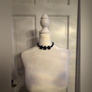 Black Beaded Floral Choker Necklace - Women Jewelry